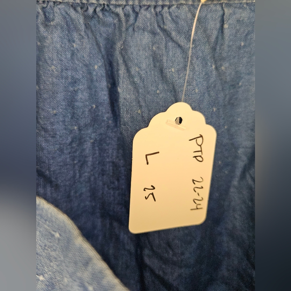 Madewell Denim Square-Neck Pleated Sleeve Boho Chambray Blouse Blue - Picture 5 of 11
